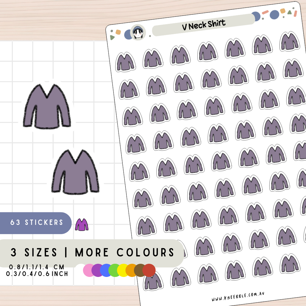V Neck Long Sleeve Shirt Planner Stickers