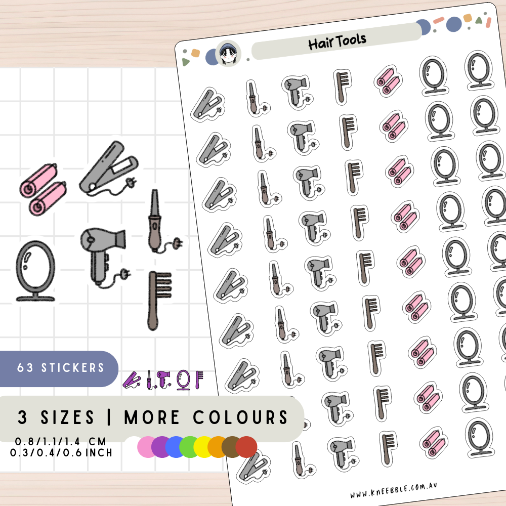 Hair Styling Tools Planner Stickers