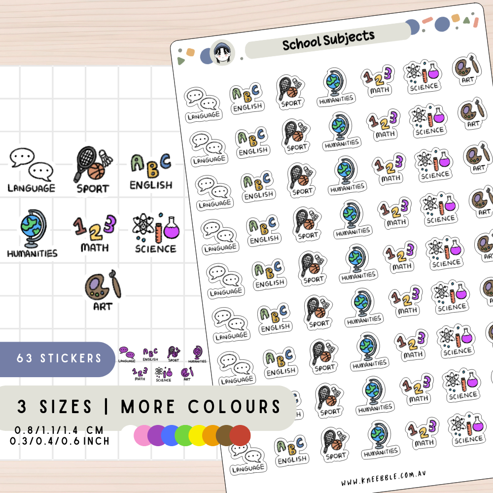 School Subjects Planner Stickers