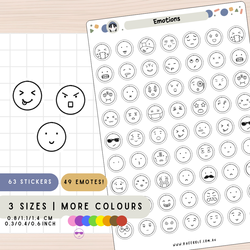 Outline Emotion Mood Planner Stickers