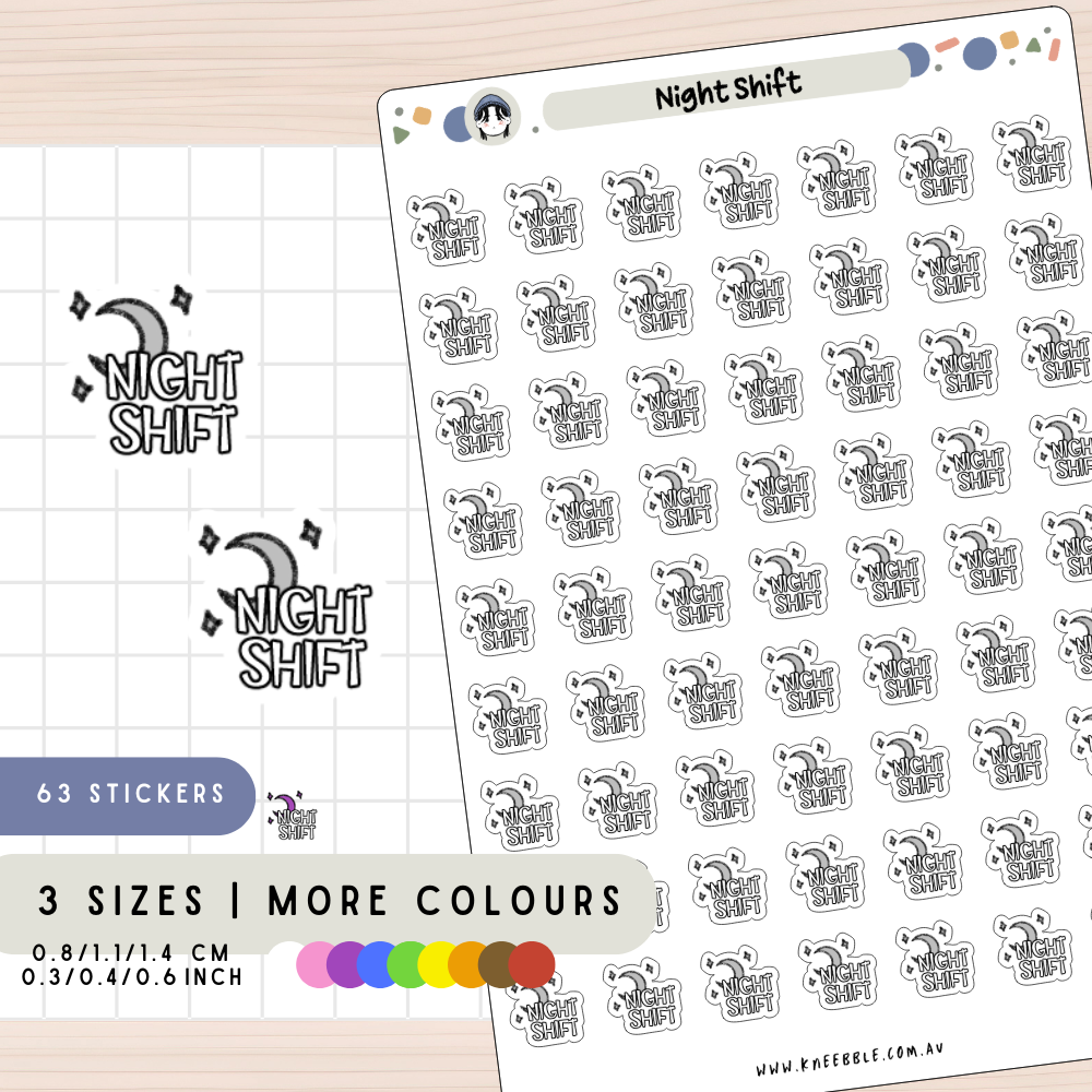 Night Shift Work Job Planner Stickers
