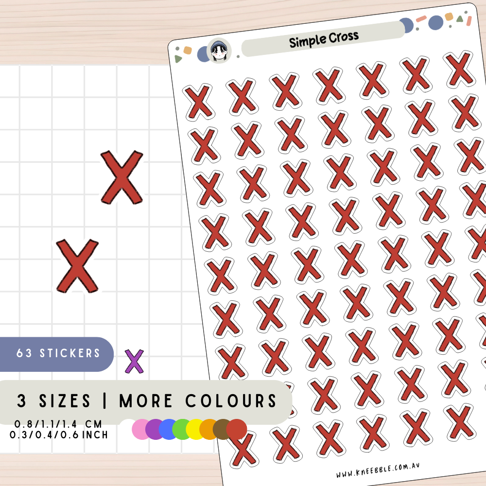 Simple X Cross Planner Stickers