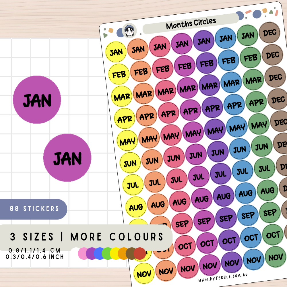 Circle Months Planner Stickers