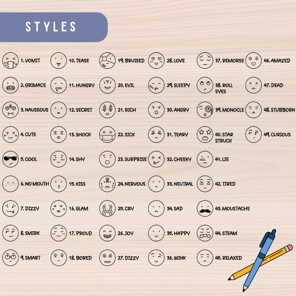 Outline Emotion Mood Planner Stickers