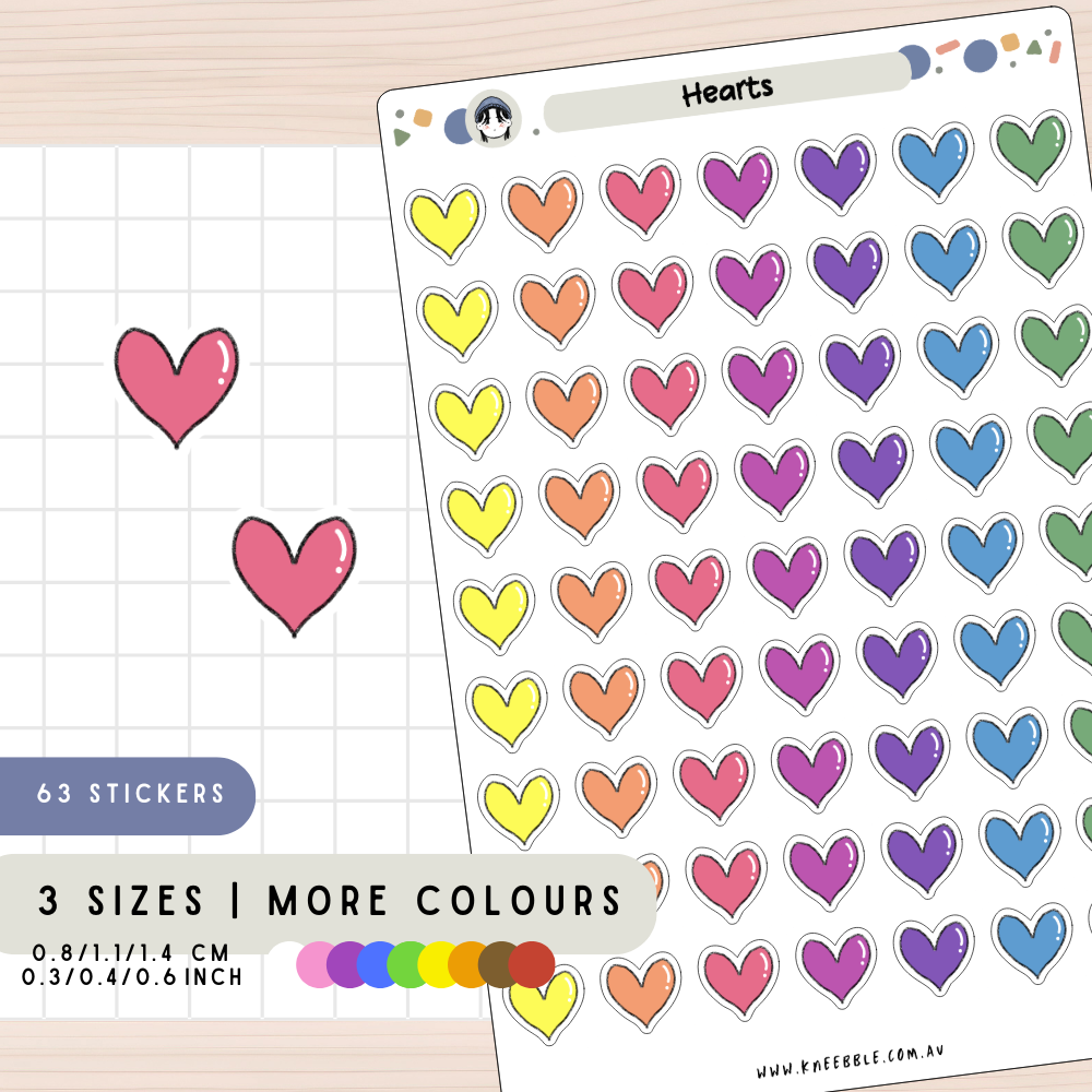 Simple Hearts Planner Stickers