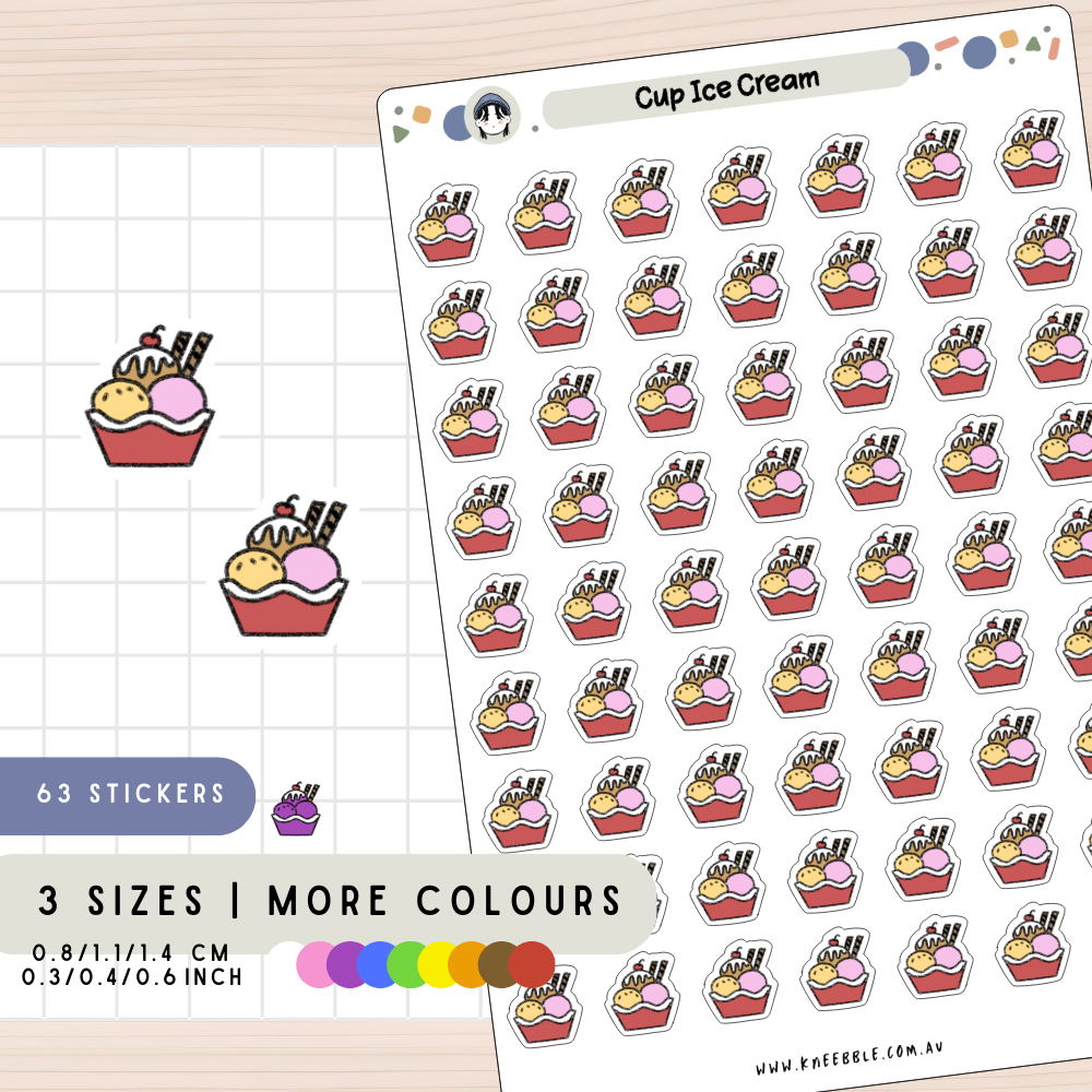 Ice Cream Cup Planner Stickers