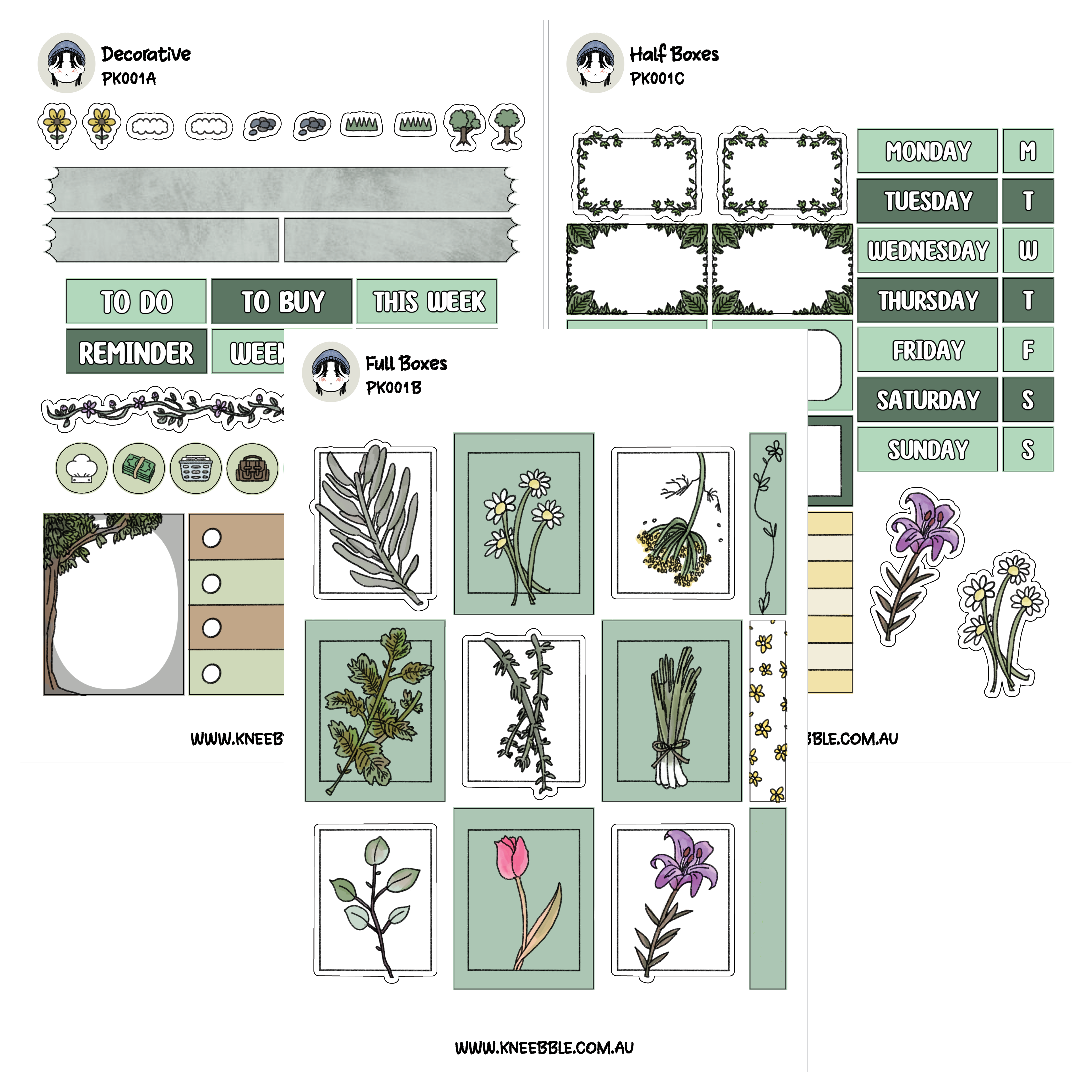Nature Planner Stickers - Weekly Planner Kit | Floral & Plant Sticker ...