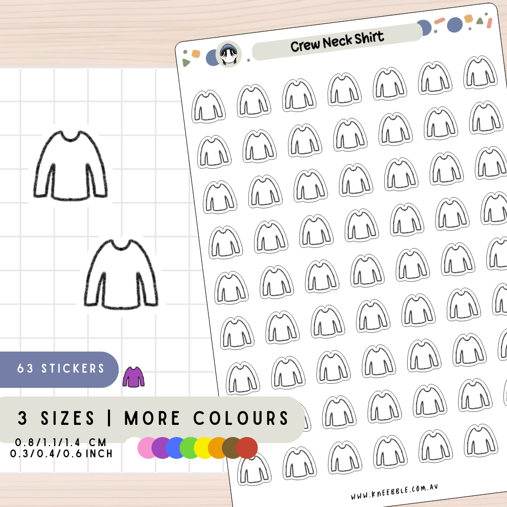 Crew Neck Long Sleeve Shirt Planner Stickers
