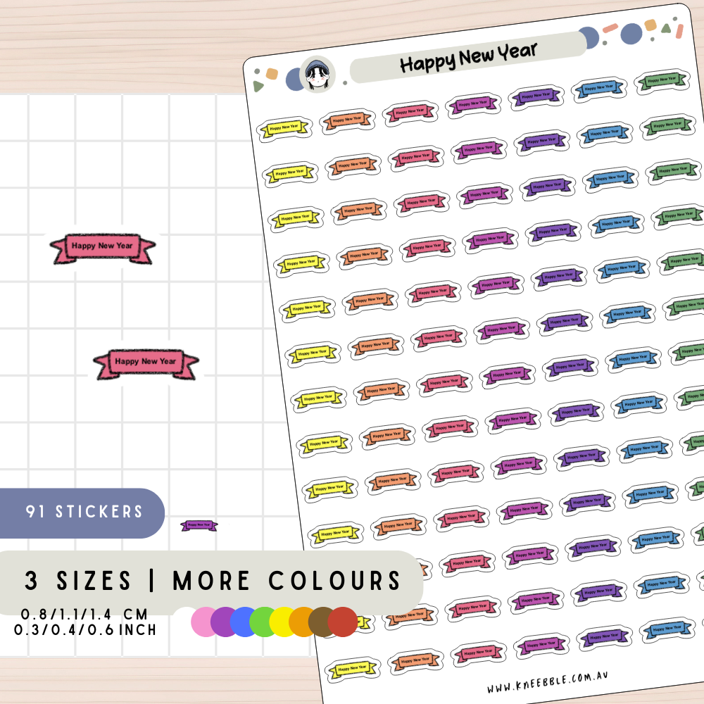 Happy New Year Flag Planner Stickers
