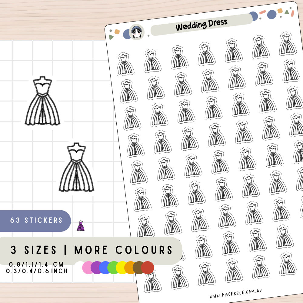 Wedding Dress Bride Planner Stickers