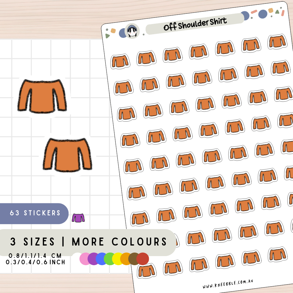 Off Shoulder Long Sleeve Top Planner Stickers