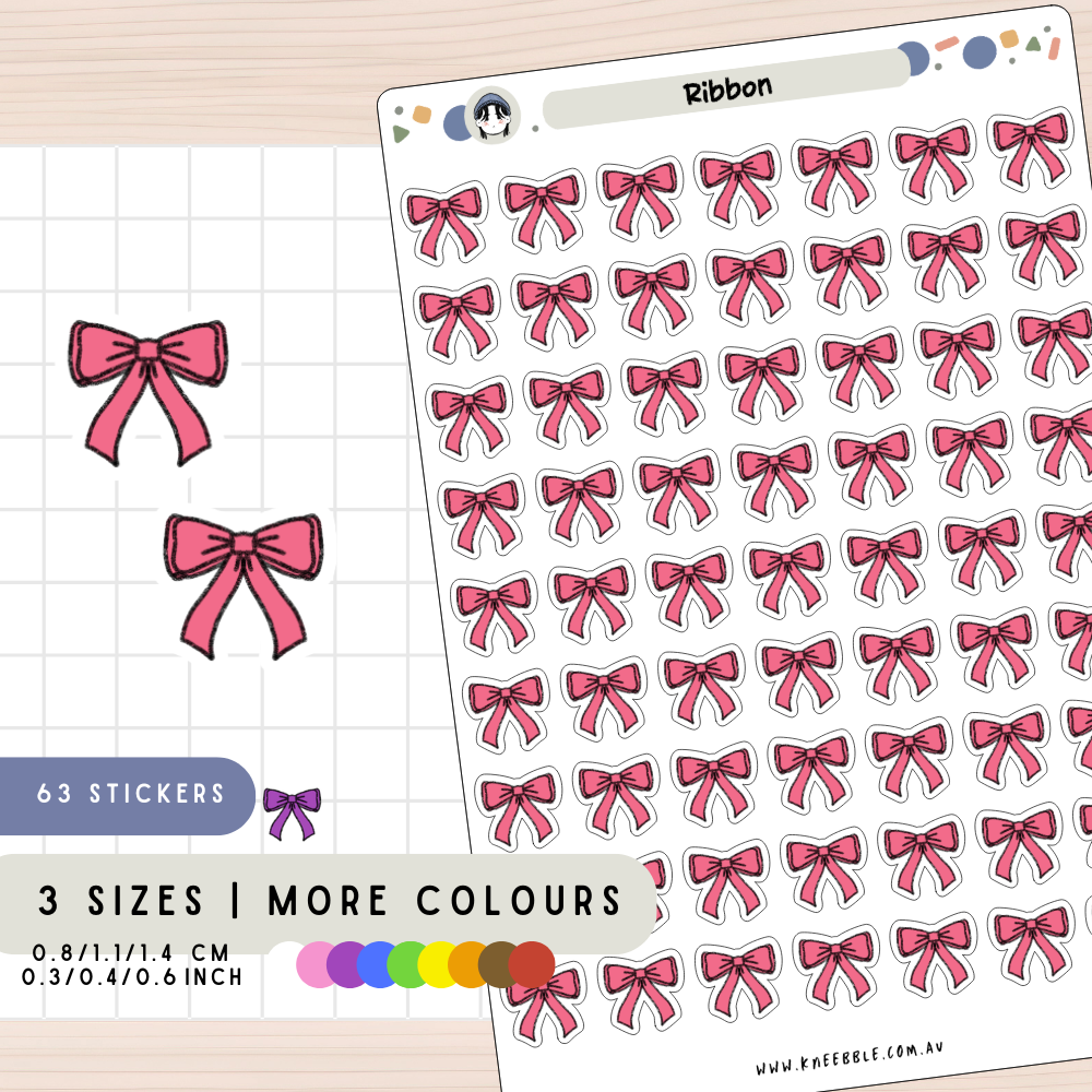 Ribbon Bow Coquette Planner Stickers