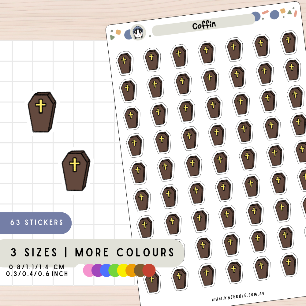 Coffin Cross Gothic Planner Stickers