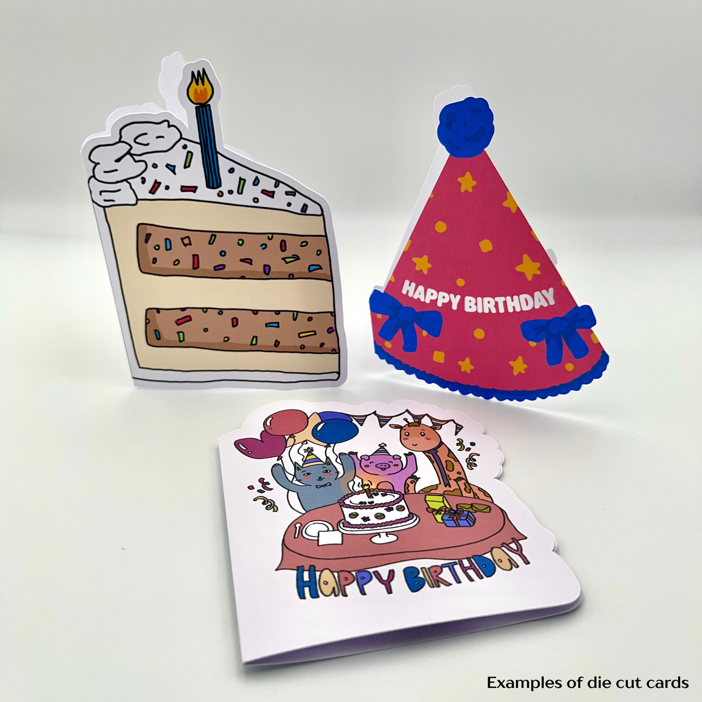 Animal Happy Birthday Card - Greeting Celebration Shape Cards - A5 Size with Envelope