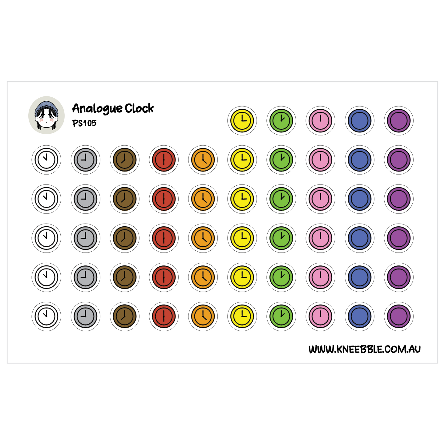 Analogue Clock Planner Stickers