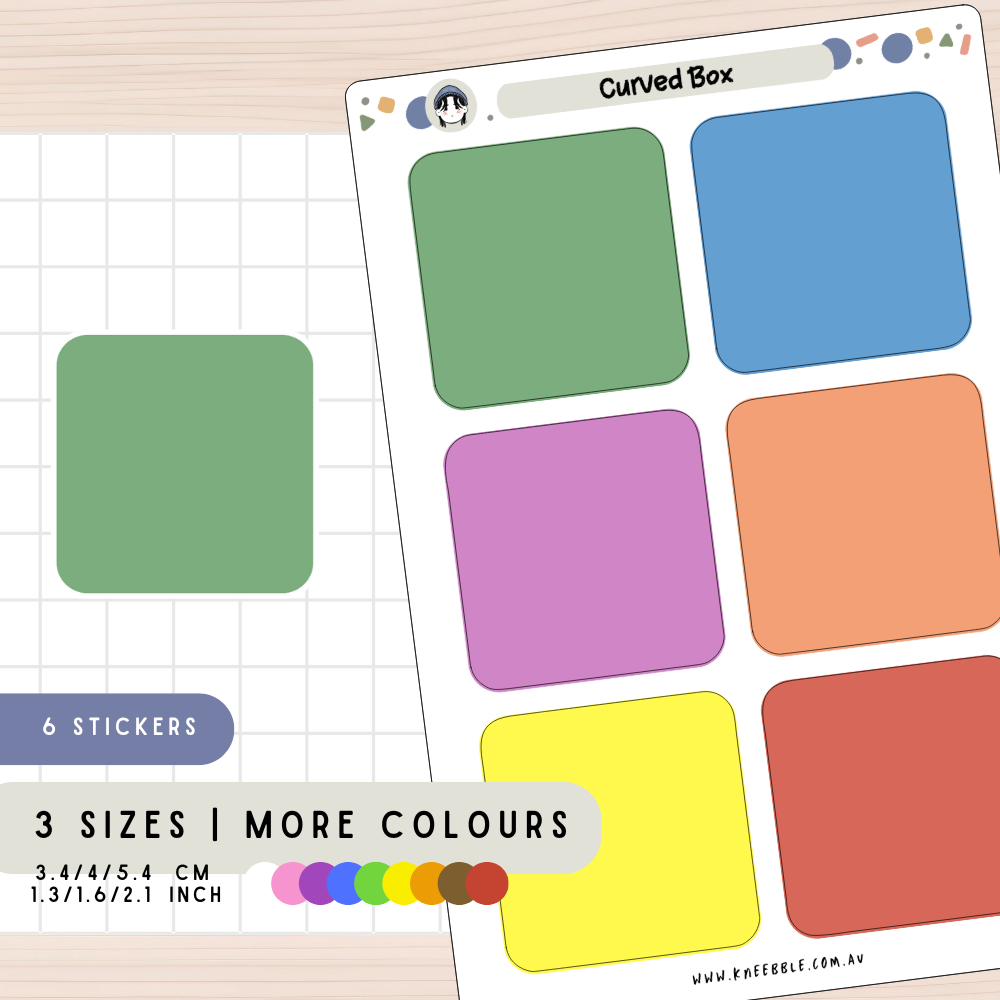 Curved Box Notes Planner Stickers