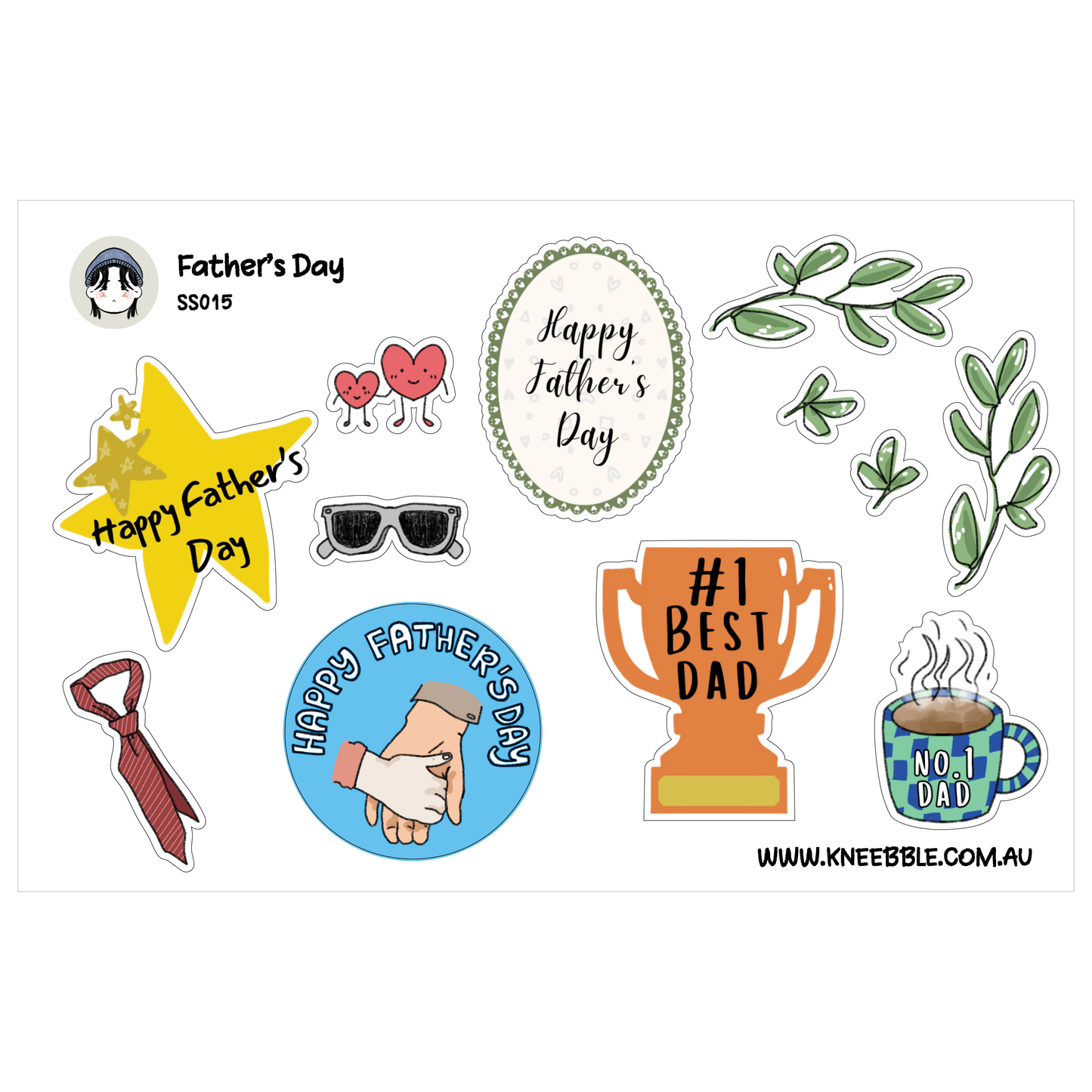 Happy Father's Day Planner Stickers, Dad Celebration Holiday Gifts Journal Sticker Sheet