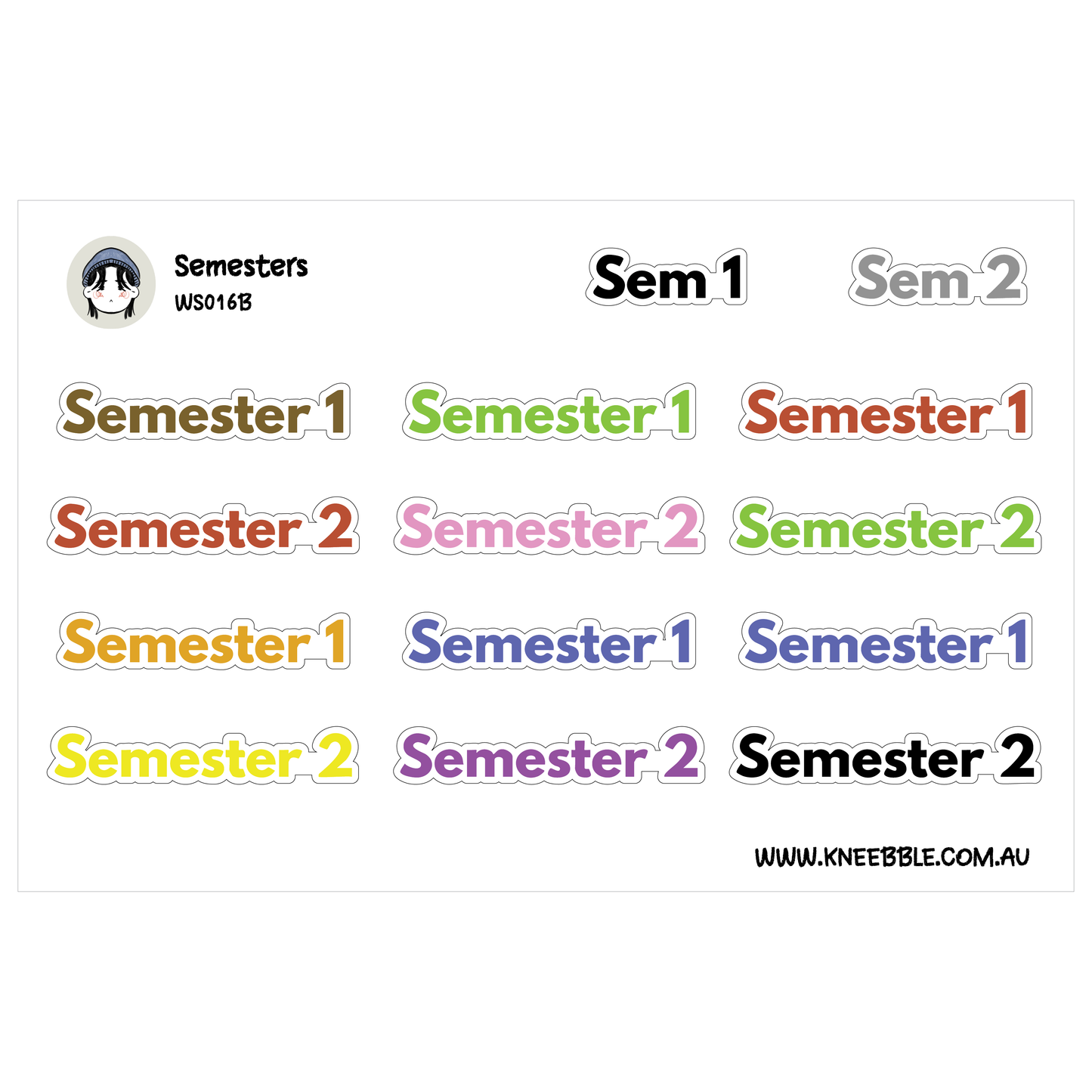 School Semesters Planner Stickers - College University Education Labels