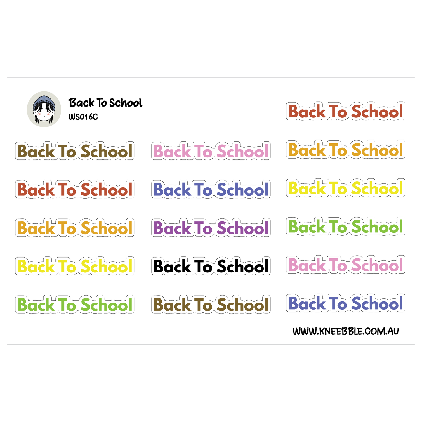 Back To School Planner Stickers - Script Text Education Labels