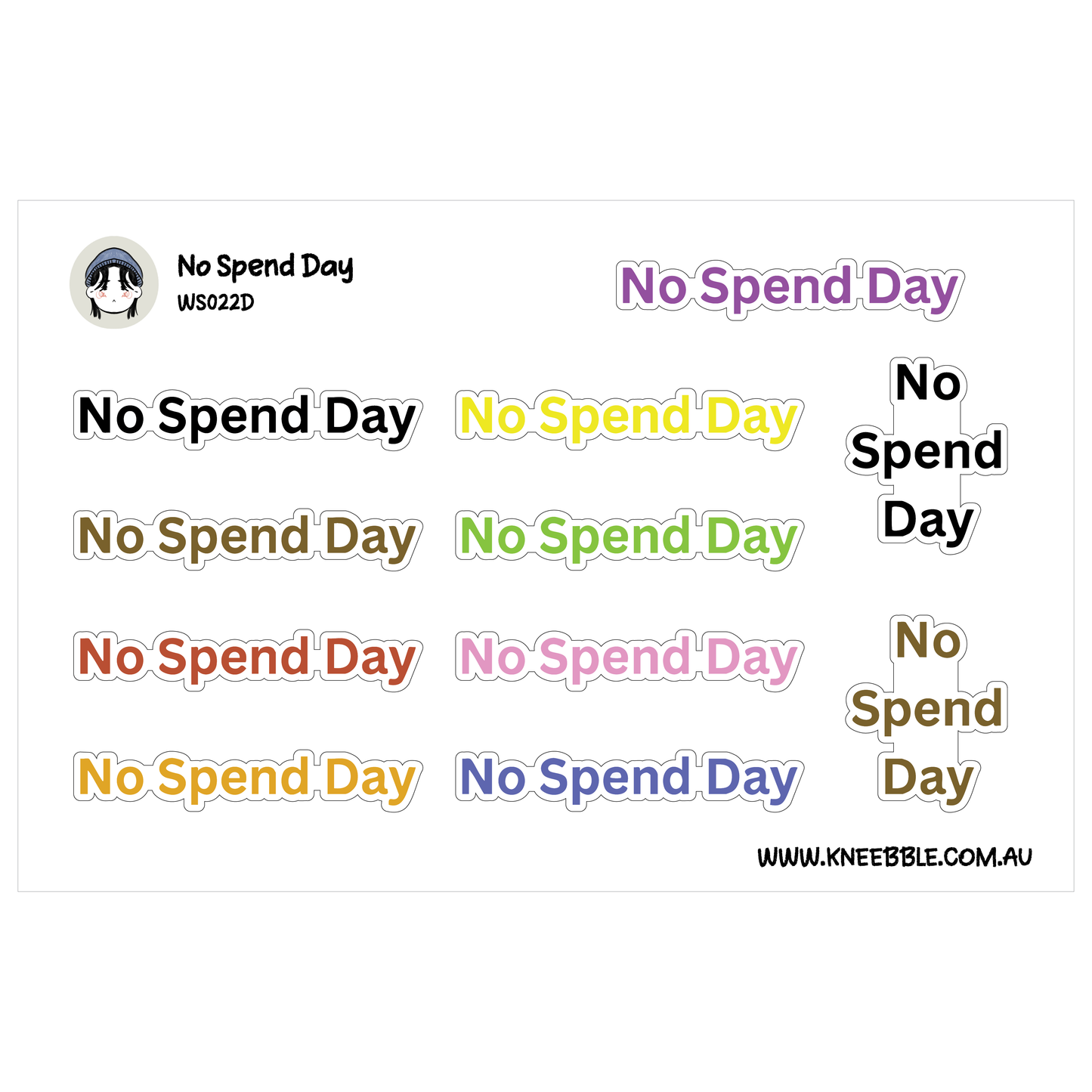 No Spend Day Planner Stickers - Money Budgeting Text Labels