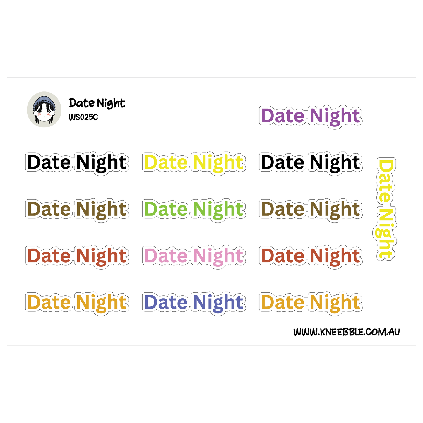 Date Night Planner Stickers - Event Activity Text Labels