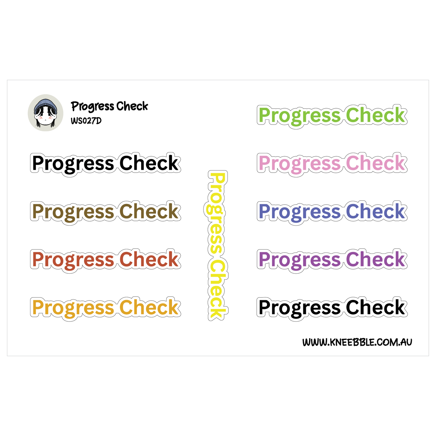 Progress Check Planner Stickers - Health Fitness Text Labels