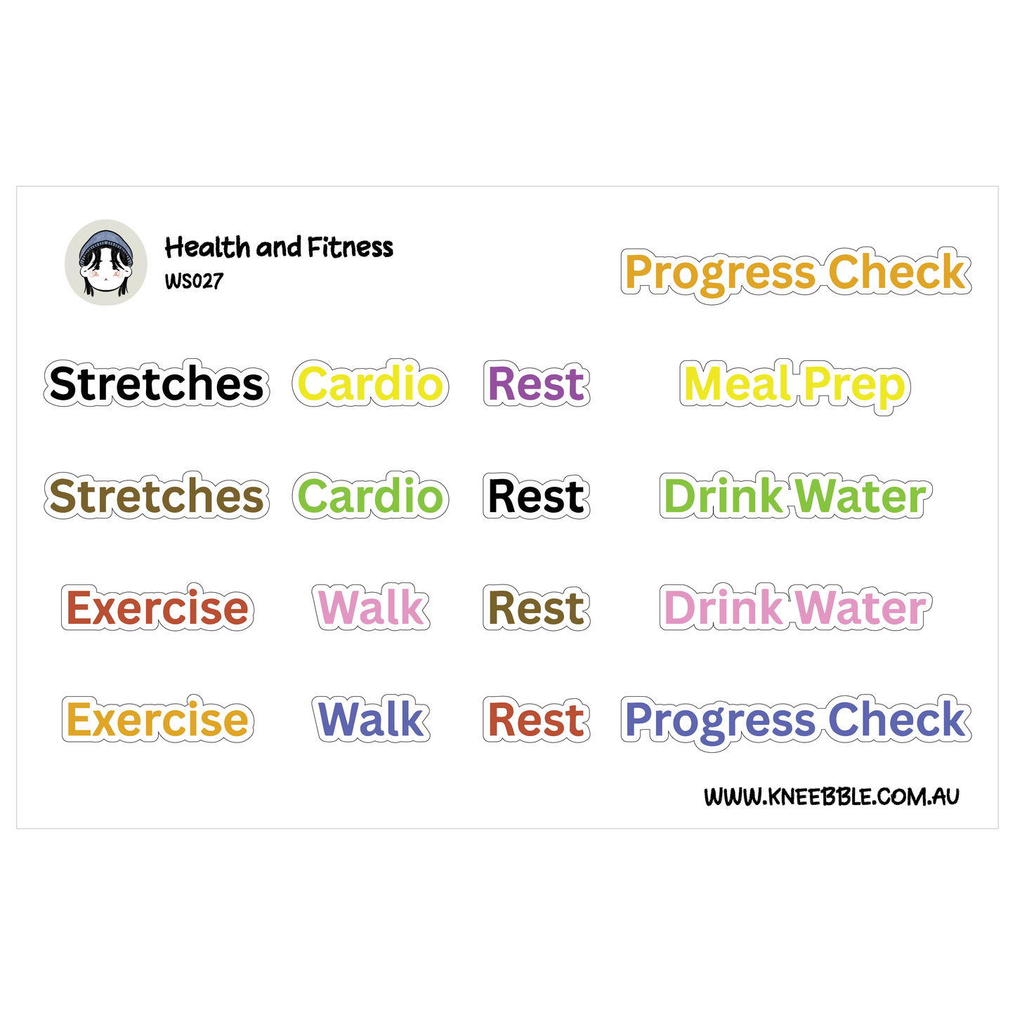 Health & Fitness Planner Stickers - Cardio, Exercise & Meal Prep