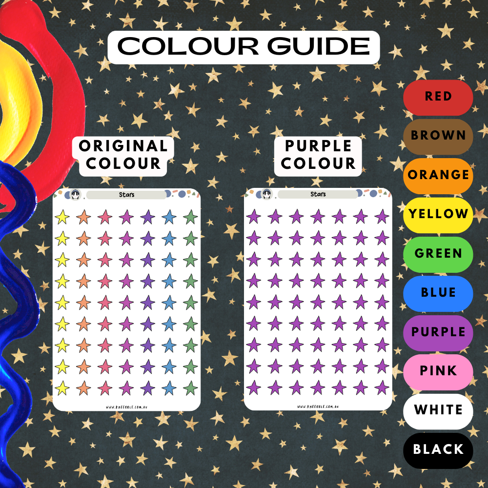 Simple Star Shape Planner Stickers