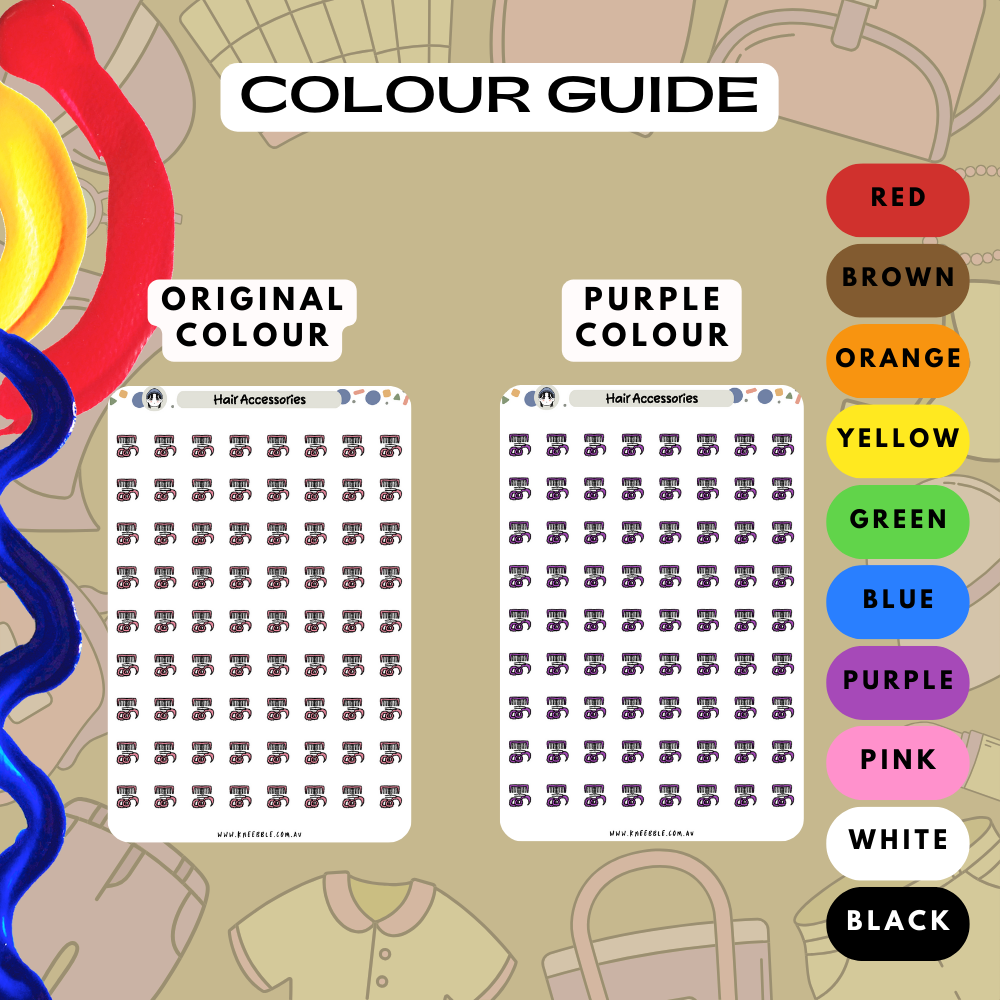 Hair Accessories Planner Stickers