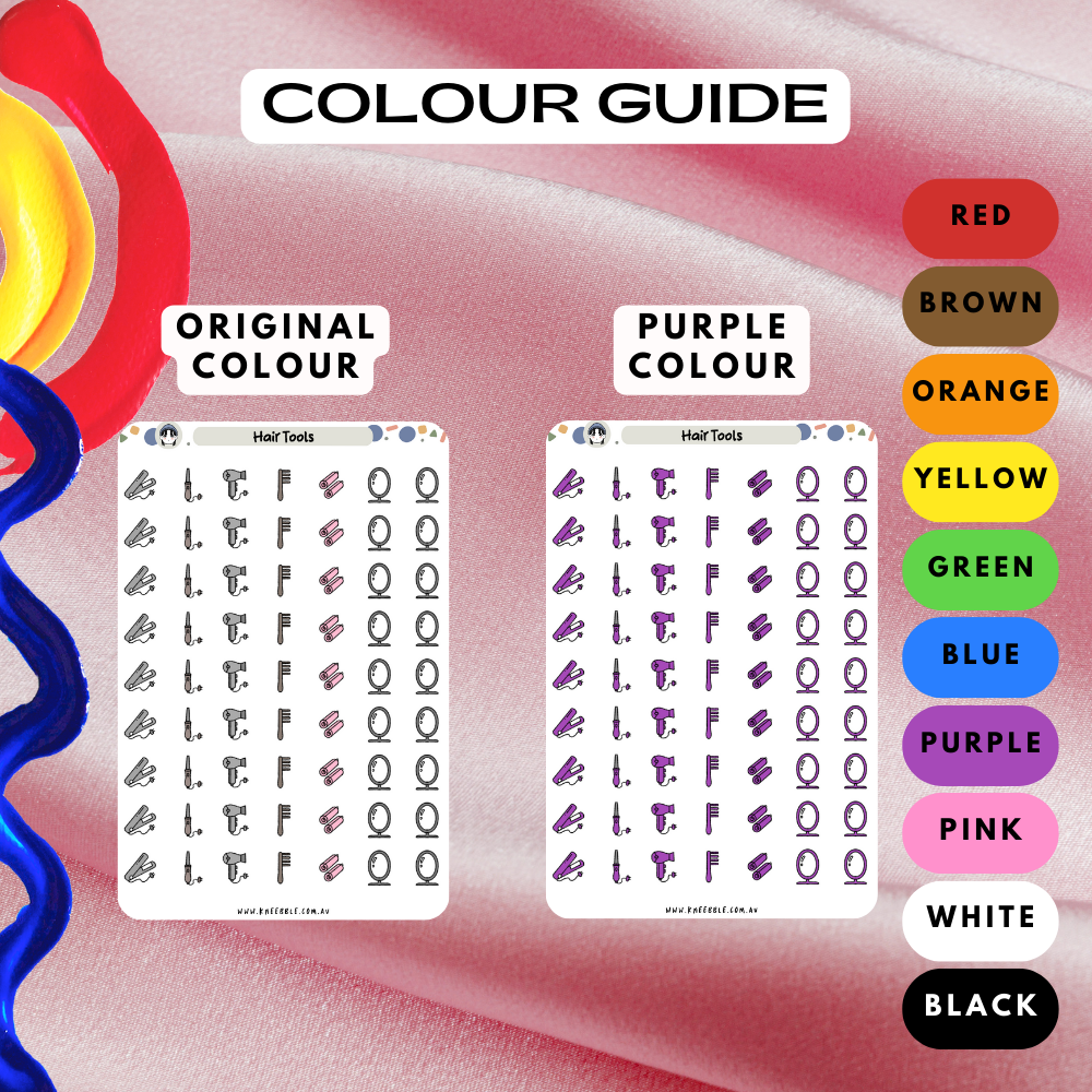 Hair Styling Tools Planner Stickers
