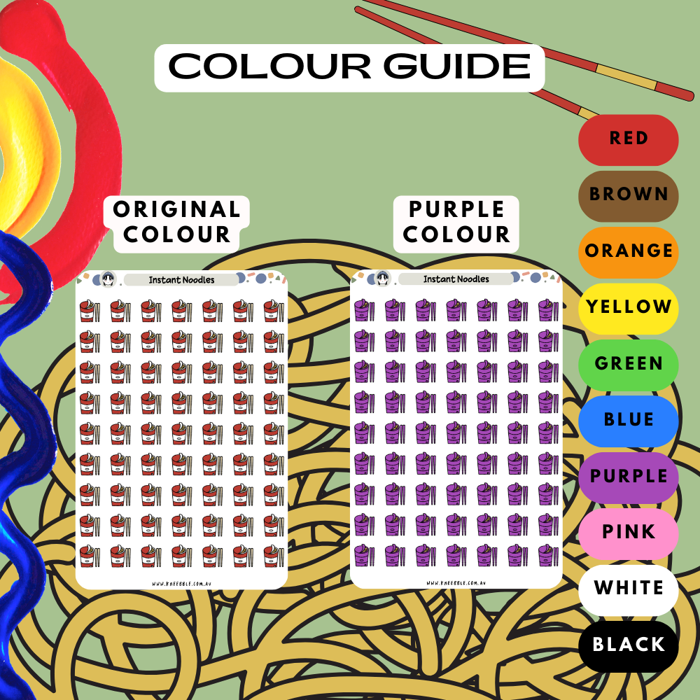 Instant Cup Noodles Ramen Planner Stickers