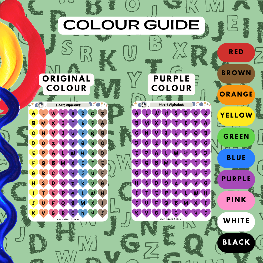 Heart Alphabet Planner Stickers