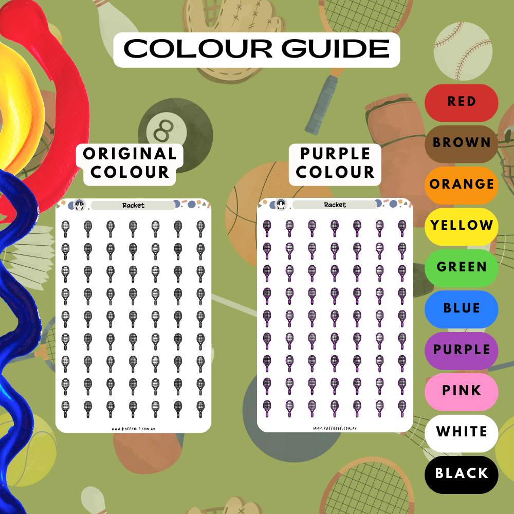Sport Racket Planner Stickers
