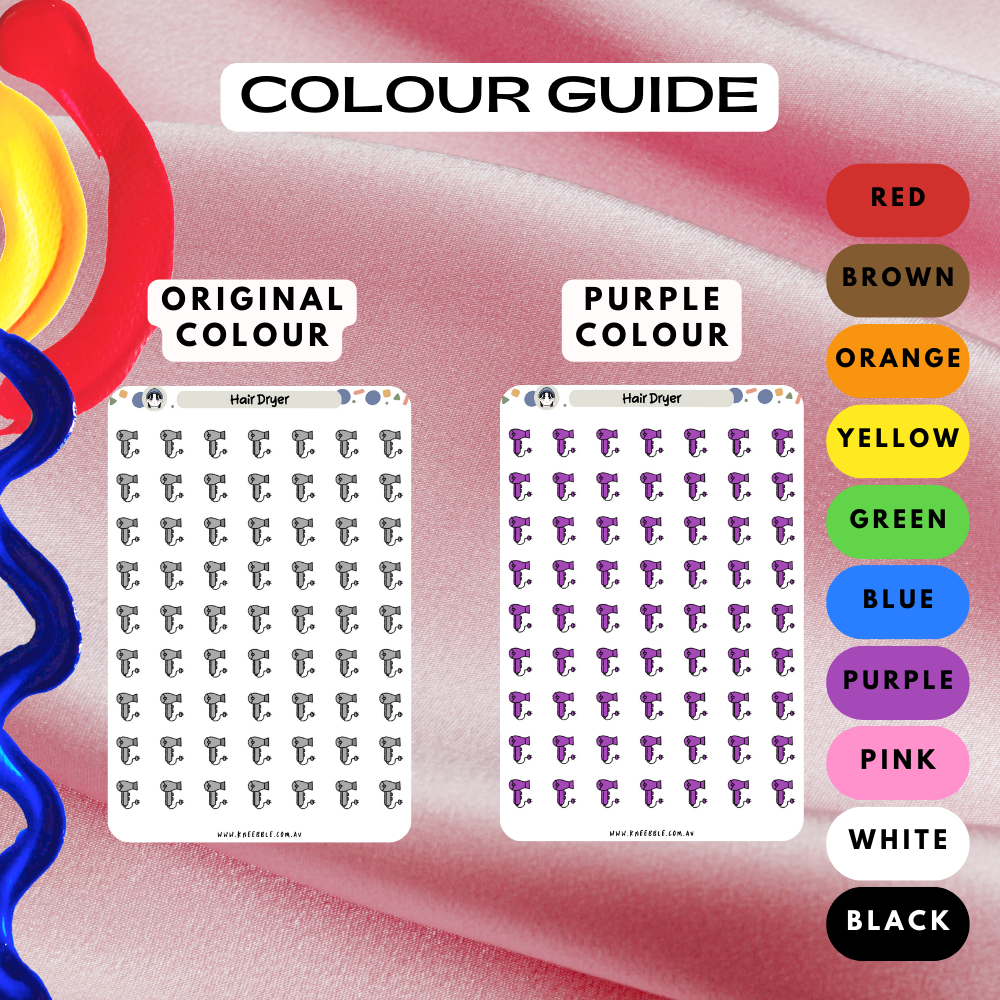 Hair Blow Dryer Planner Stickers