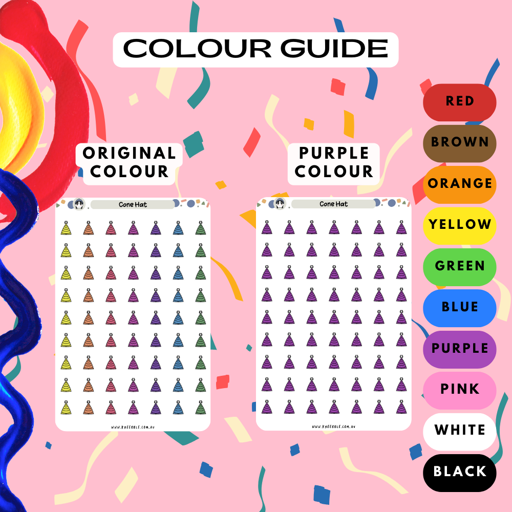 Birthday Cone Hat Planner Stickers