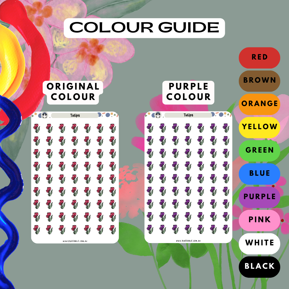Flower Tulips Spring Planner Stickers