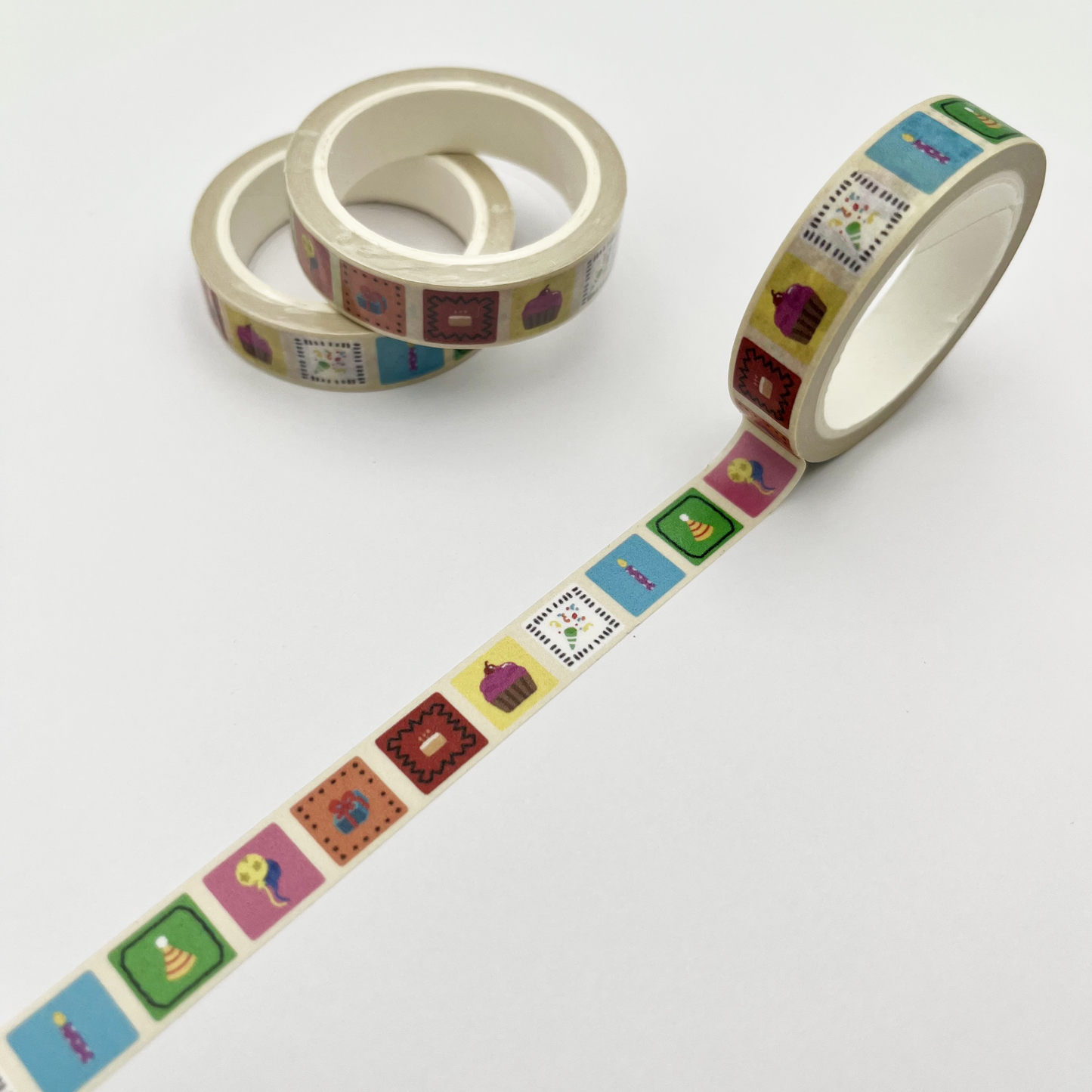 Animal Birthday Washi Tape - Party Gift Scrapbook Celebrations - 1cm & 1.5cm x 5m