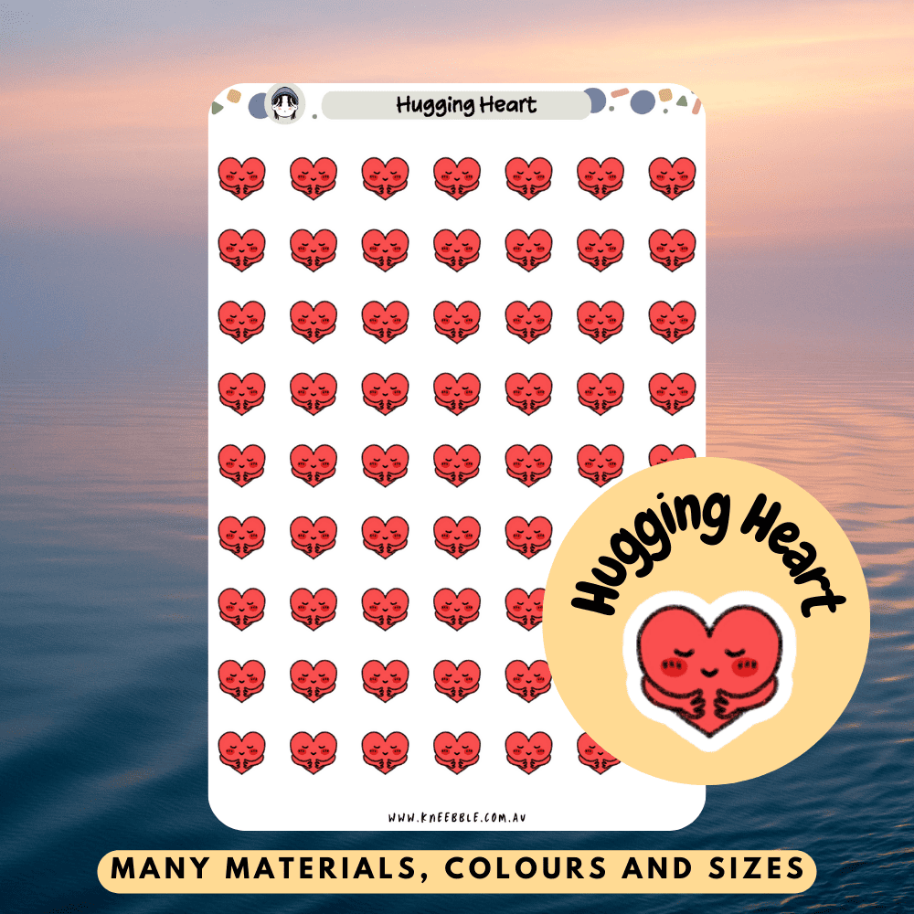 This hugging heart sticker is a sweet and comforting reminder to show yourself some love. Whether you're journaling, scrapbooking, or decorating your planner, it's perfect for anyone who values emotional wellness and positive vibes. Use it to brighten your day, mark self-care moments, or gift it to someone who needs a little extra love.
