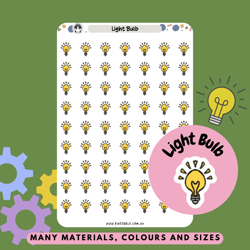 Functional planner stickers with light bulb designs, ideal for tracking moments of inspiration, planning creative sessions, or setting productivity goals.