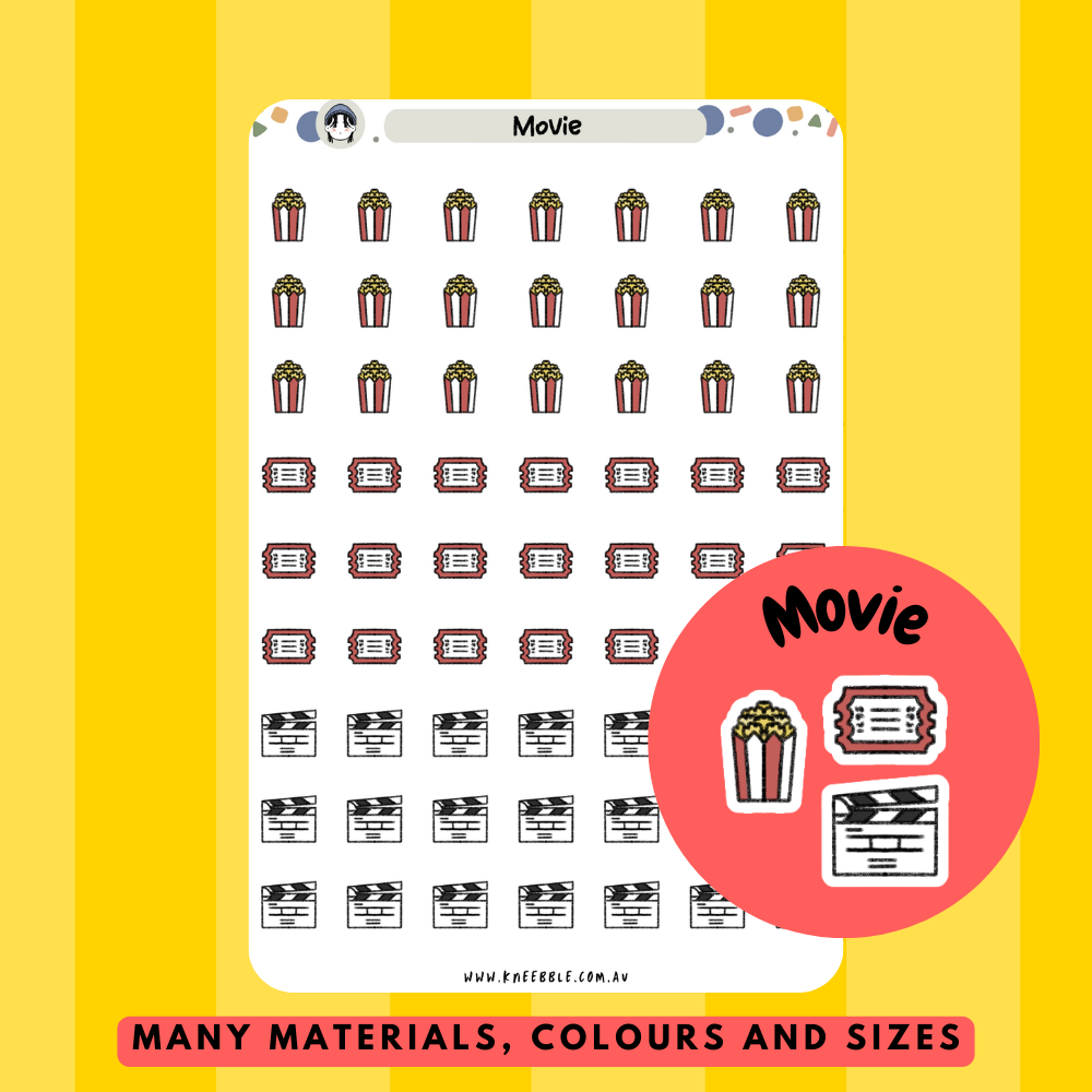 thumbnail image 2 of Movie Planner Stickers, 0.5 Inch Theater Scrapbooking Arts Calendar Kids Crafting 208-Pack 2 of 13