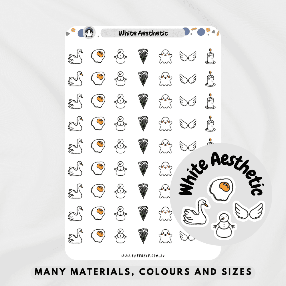 These white theme planner stickers are perfect for minimalists, aesthetic lovers, and anyone looking to add a clean, calm touch to their planners, journals, or scrapbooks. Ideal for neutral-toned spreads and soft color palettes that create a peaceful vibe.