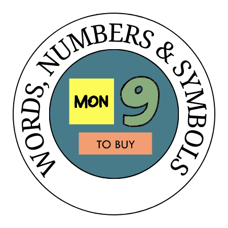 Words, numbers and symbols collection featuring days of the week, tasks, and number designs.