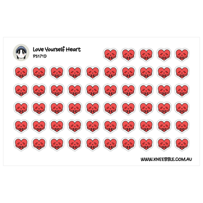 a grid of red heart-shaped stickers arranged in a visually pleasing pattern.