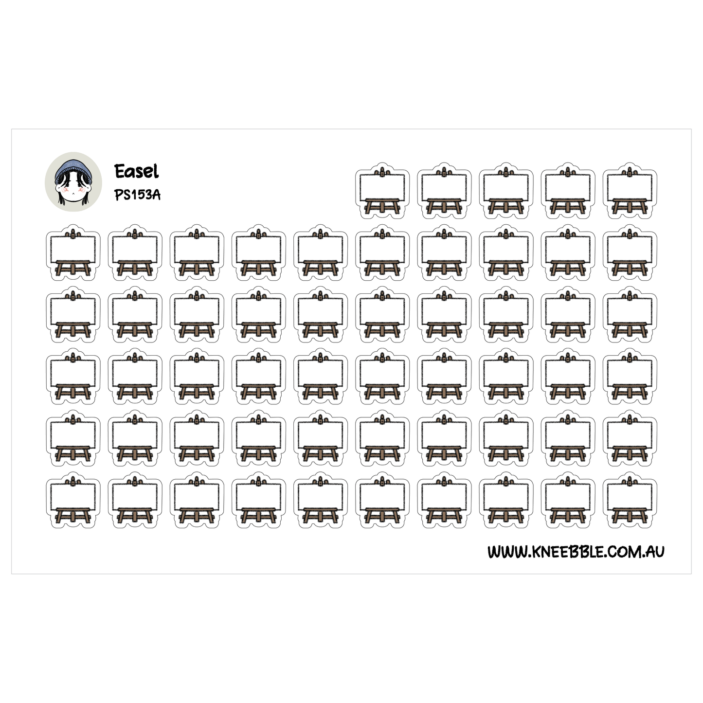 a grid of various shapes and icons, including a small cartoon character, all arranged in a visually appealing manner.