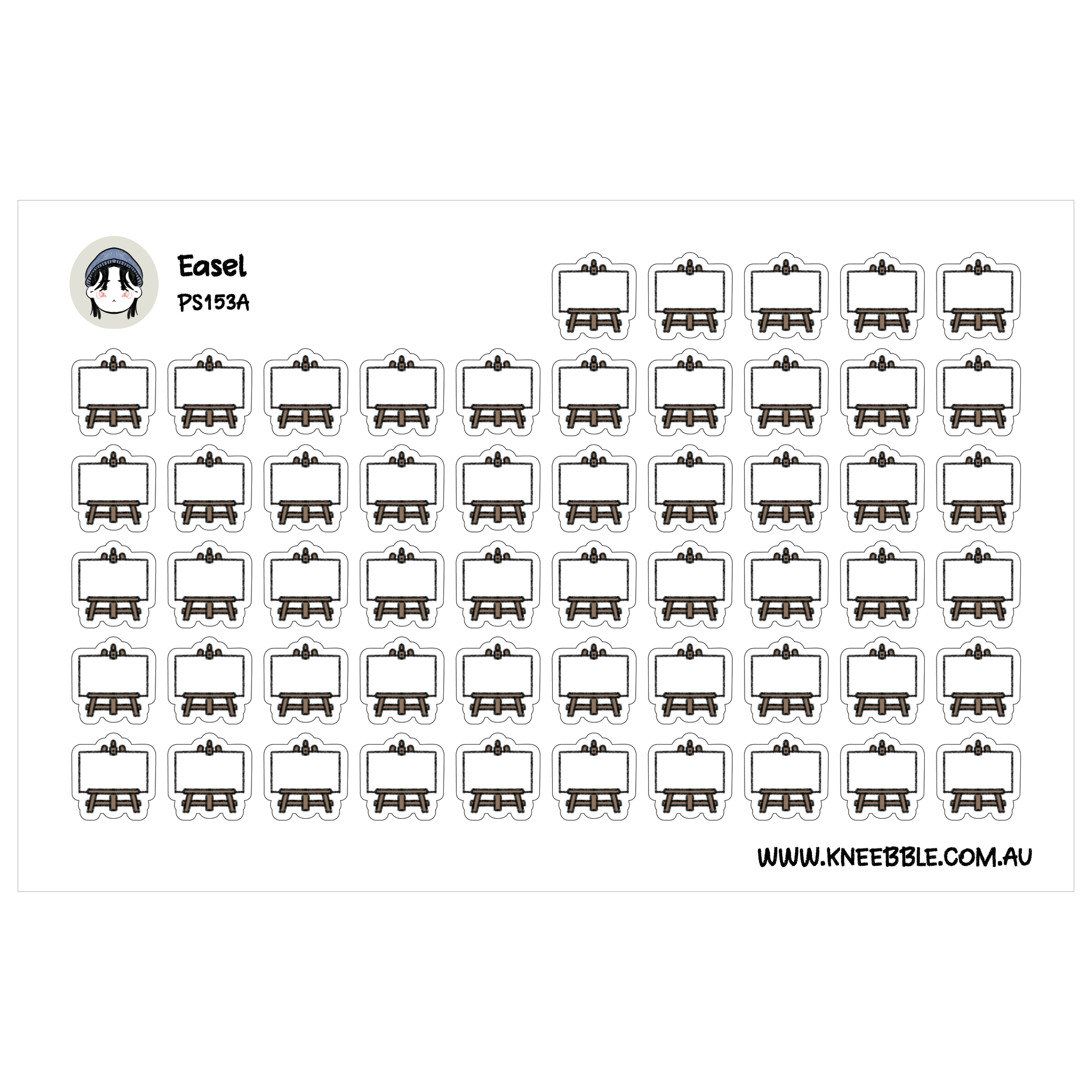 a grid of various shapes and icons, including a small cartoon character, all arranged in a visually appealing manner.