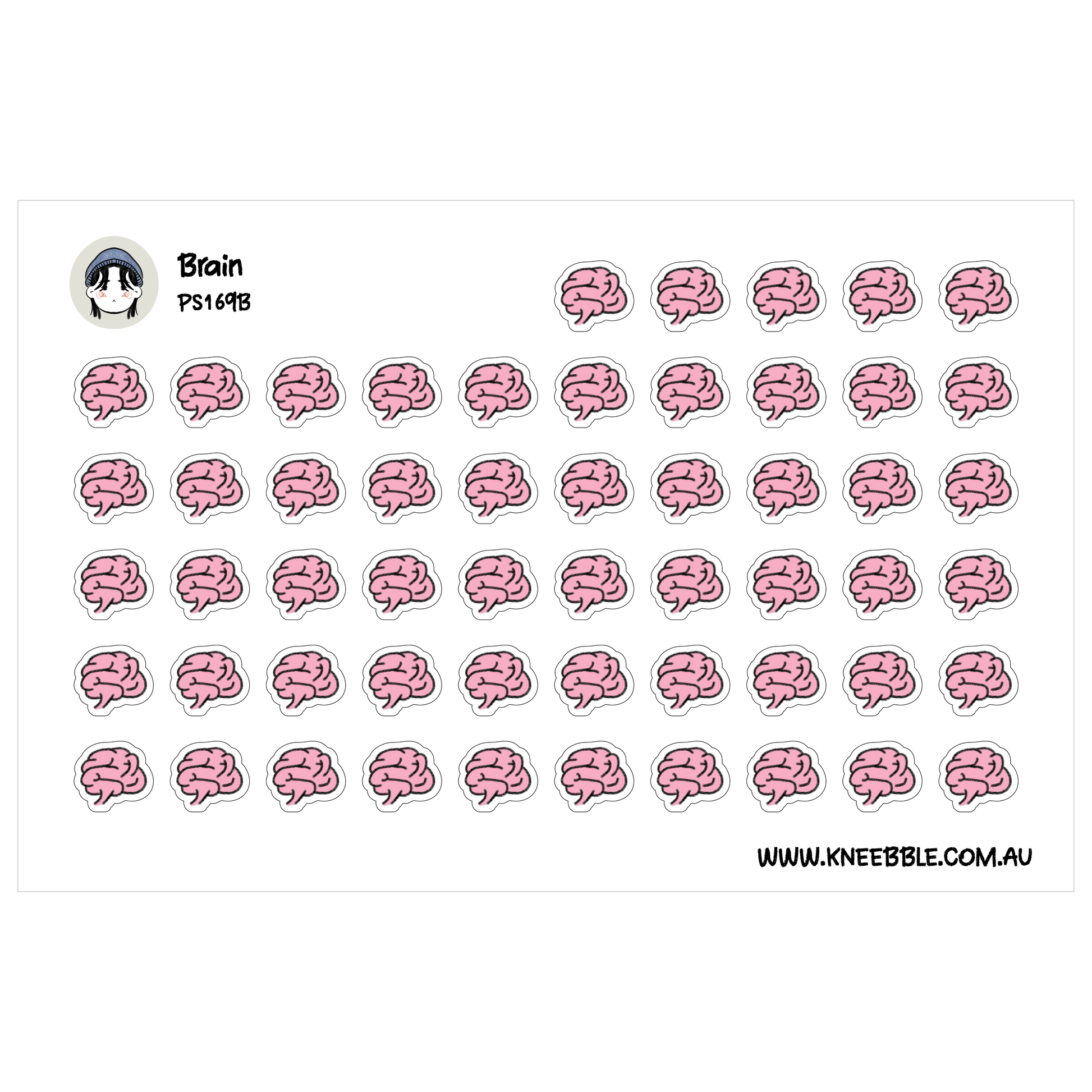 a grid of pink brain-shaped stickers arranged in a repeating pattern.