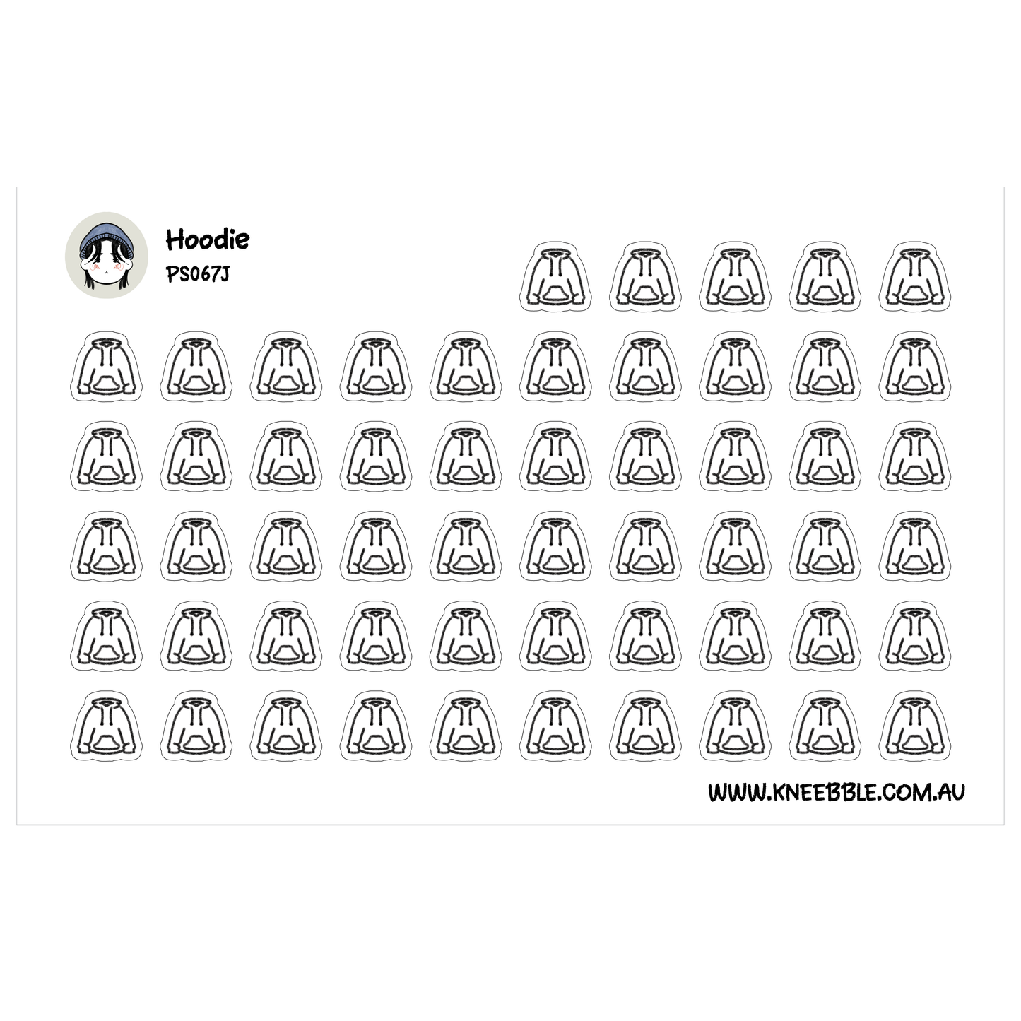a grid of black and white icons, each depicting a hoodie. The icons are arranged in rows and columns, creating a visually organized and structured composition.