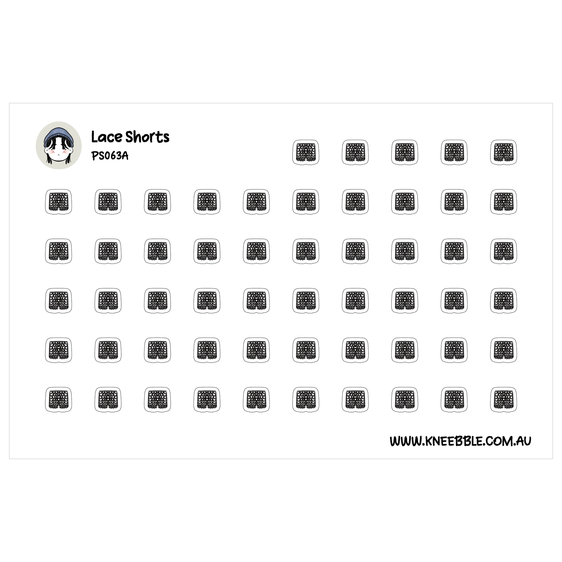 a grid of black and white icons, which appear to be illustrations of shorts or pants. The icons are arranged in rows and columns, creating a visually organized and structured layout.