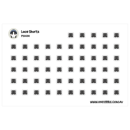 a grid of black and white icons, which appear to be illustrations of shorts or pants. The icons are arranged in rows and columns, creating a visually organized and structured layout.