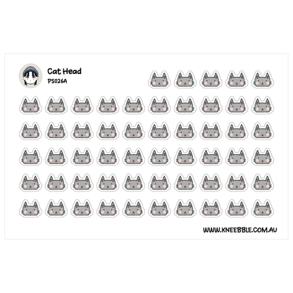a grid of gray cat faces, each with a unique expression, arranged in a visually appealing pattern.